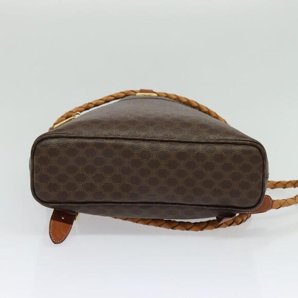 CELINE Macadam Canvas Backpack Pvc Leather Brown Gold - Picture 9 of 12